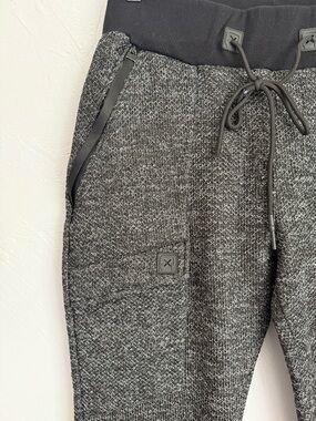 RK7 Textured Knit Jogger Sweatpants Black Gray Zip Pocket Size Large